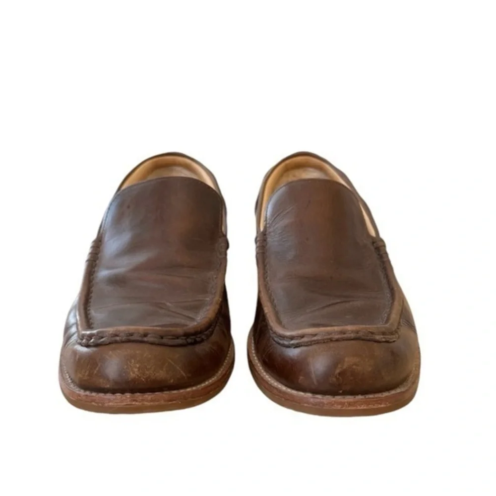UGG Via Ponte Brown Leather Slip‎ On Moc Toe Low Top Loafers Shoes Size 10